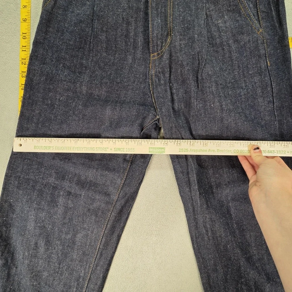 Beslow Jeans Mens Selvedge Blue Baggy Wide Leg Pleated Loose Hip Hop‎ Fits 26x26